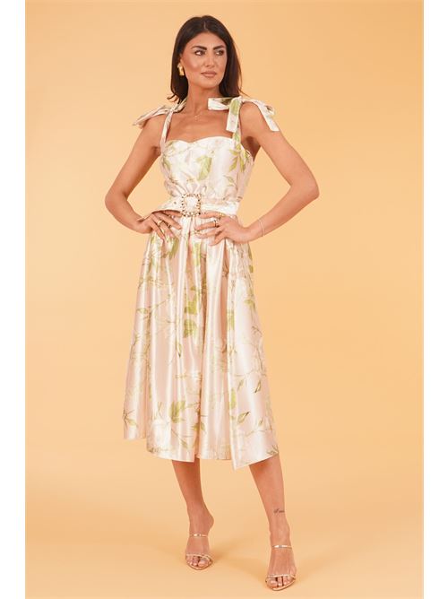 Abito in raso fantasia twins fantasy | T4854BEIGE